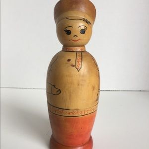 Vintage Wooden Russian Folk Art Doll
